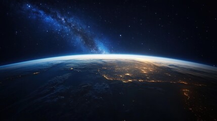 Fototapeta premium Earth from Space with Milky Way Galaxy