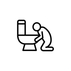 vomiting in bathroom icon black and white vector outline sign