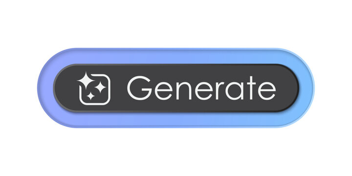 Generate AI button user interface. Artificial intelligence UI UX design concept for website, app isolated on black background. Vector illustration