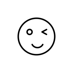 Winking eye icon black and white vector outline sign