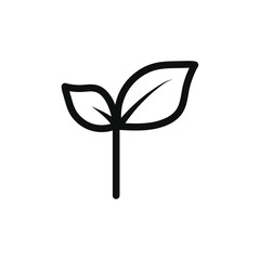 Young sprout icon black and white vector outline sign