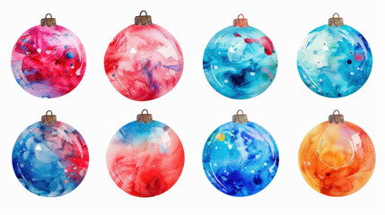 set of christmas balls isolated
