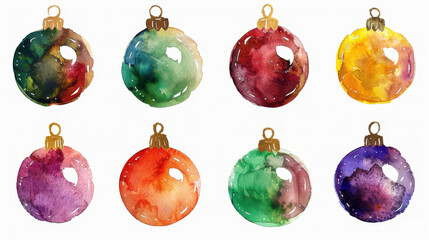 set of christmas balls isolated
