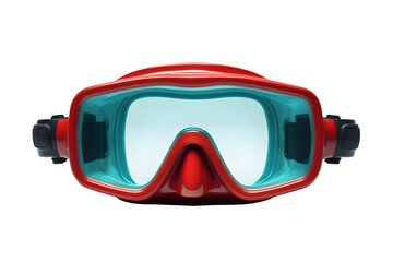 Red scuba diving goggles isolated on a transparent background