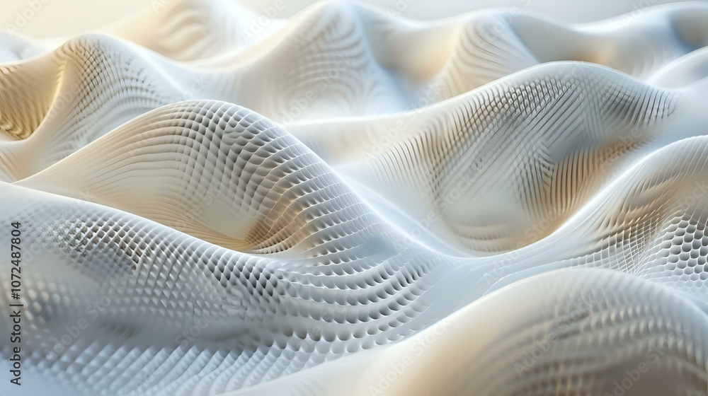 Aufkleber abstract rendering of undulating white surfaces with dotted patterns, creating a futuristic and mini