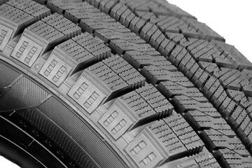 Winter car tire isolated on white background. Tyre background