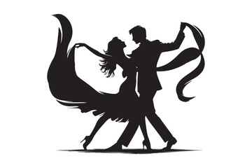Dancing Couple Silhouette vector Bundle illustration, Dancing Couple Silhouette, Dancing Couple Silhouette PNG