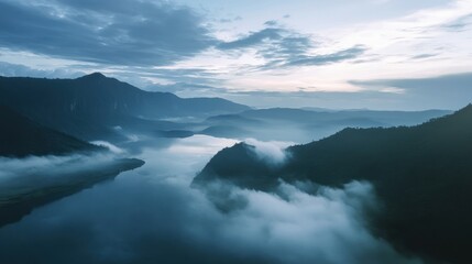 Fototapeta premium Mountain Lake in the Mist