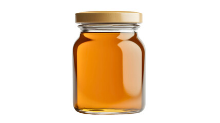 Honey in a jar with sweet golden yellow liquid isolated as food, this healthy product showcases organic goodness, highlighting natural nectar prized for fresh, delicious, and nutritious qualities