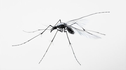 Mosquito insect pest isolated as animal known for malaria spread, a bug whose bite on white background can carry disease and virus, macro view