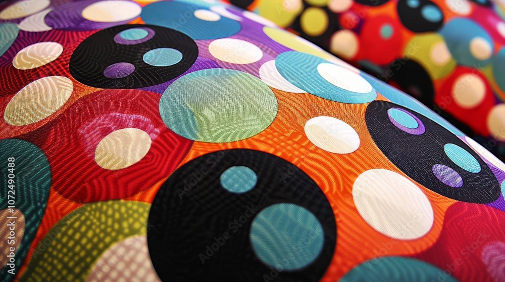 Aufkleber this abstract image features a vibrant collection of circles in various bold colors, creating a dyna