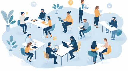 Fototapeta premium A diverse group of people working together in an office setting.