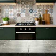 Kitchen table. Kitchen background.
