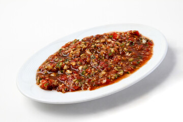 Spicy paste sauce is made with spicy puree, mixed spices and a mixture of pepper, tomato and garlic. Served with kebabs