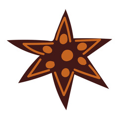 Single anise star isolated on white background, Star aniseed or Chinese star anise seed. Vector style hand draw painting. Vector illustration. Clipart