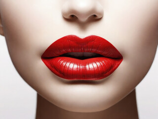 Fototapeta premium Red lipstick mark kiss isolated on transparent white background, png Lipstick kiss mark