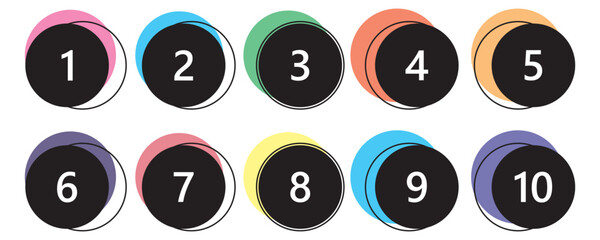 Colorful bullet point number gradient Free Vector
