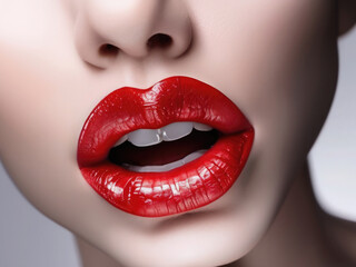 Obraz premium Red lipstick mark kiss isolated on transparent white background, png Lipstick kiss mark