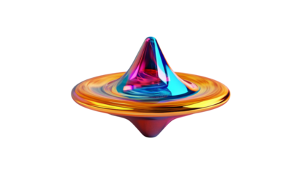 3D spinning top on transparent background