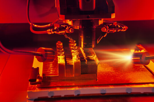 Checking gemstones using infrared spectroscopy machine, diamond cutting factory, Spectroscopy and neutron scattering for analysis machine, and Optical Components
