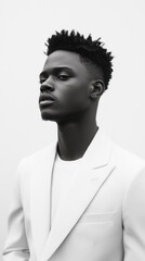 Obraz premium Elegant monochrome editorial with minimalist fashion clean compositions and subtle poses set against soft gradients for a high-end aesthetic