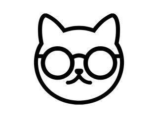 Cat face with glasses, simple line art.