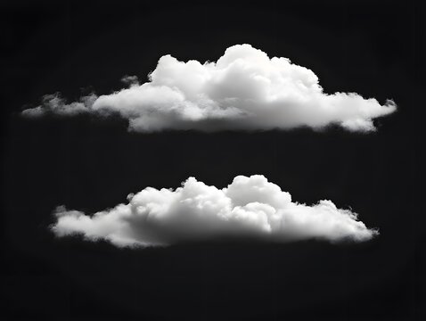 Set realistic cloud fog isolated on black background