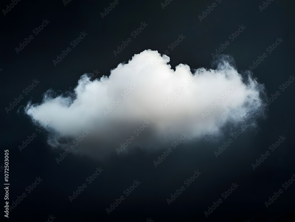 Wall mural white clouds isolated on black background. fog or smog background. collection of different types of 