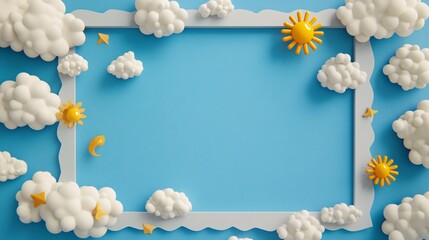 A frame with cloud and sun motifs around the edges for a sky theme