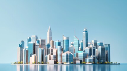 Obraz premium Skyline panorama of the city with urban 3D rendering, Generative AI.
