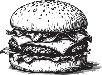 Vector sketch of hamburger