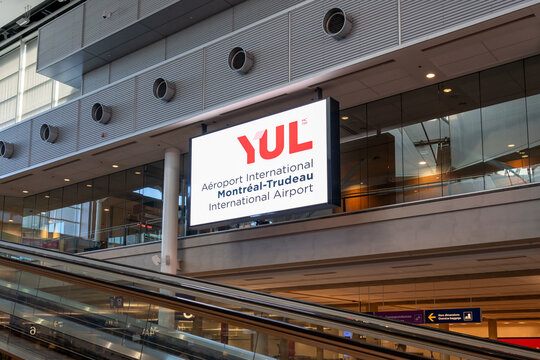 Dorval, QC, Canada - November 3, 2024: The YUL signage is seen at Montreal-Trudeau International Airport in Dorval, QC, Canada. 
