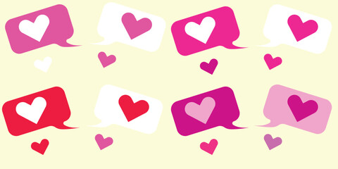 happy valentines day, speech bubbles hearts love romantic decoration celebration vector illustration