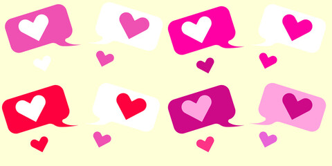 happy valentines day, speech bubbles hearts love romantic decoration celebration vector illustration