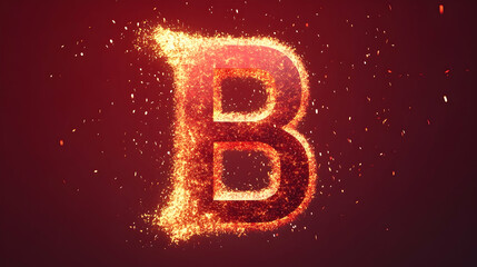 A fiery, burning, and glowing letter "B" with particles.