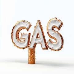 Elegant minimalist gas sign with customization options in sleek metal finish on a white backdrop