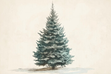 Fototapeta premium Einzelner Tannenbaum im Schnee