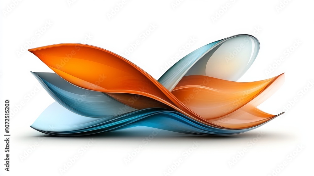 Poster colorful abstract shapes blending smoothly with soft curves on a white background