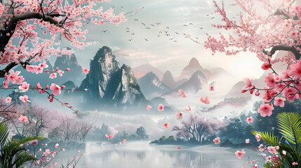 landscape with sakura