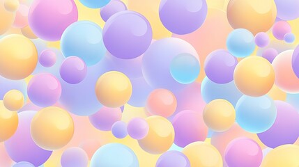 A seamless pattern of multicolored circles or spheres in pastel yellow purple blue and pink perfect for gentle baby prints ideal for fabric wallpaper or wrapping paper designs