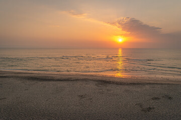 Landscape of sunset in Sao Pedro de Maceda beach. Ovar, Portugal.