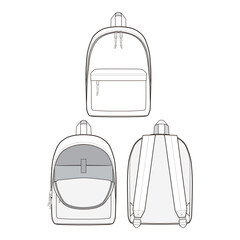 Classic Backpack Mockup - Front, Back, and Side Views
