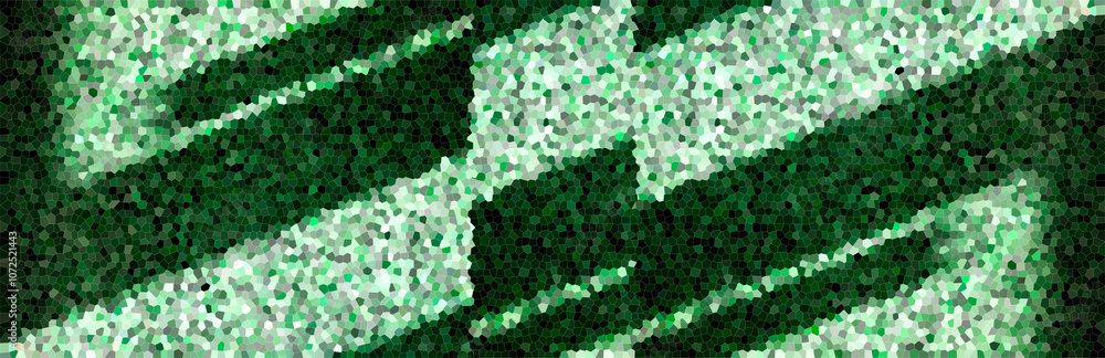 Poster abstract mosaic green background with a geometric pattern of fragments of parallel lines. illustrati