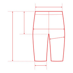 Pants Technical Drawing with Measurement Points and Size Chart


