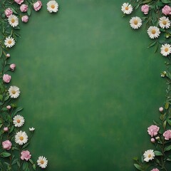Overhead view of vibrant grassy field with flowers and ample space
