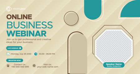 Online Live Corporate Business Webinar Web Banner. Annual Business Invitation Conference Template. Live Webinar learning, Course Announcement Poster Concept Social Media Post, and Banner Design