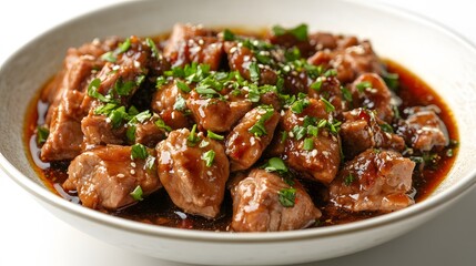 Food, Duck in Tucupi Sauce, Photo Realistic, White Background, Wallpaper, Cover and Screen for Smartphone, PC, Laptop, 9:16 and 16:9 Format