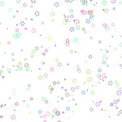 six-pointed stars scattered on a transparent background - a set of neon textures with different geometric shapes