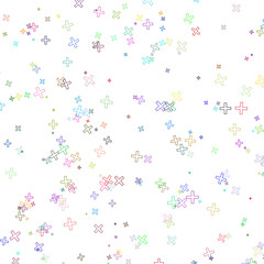 crosses scattered on a transparent background - a set of neon textures with different geometric shapes