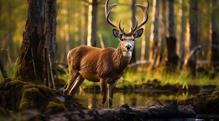 close-up of a deer in the forest, deer in the woods, cute deer in the park, cute deer in the forest, close-up of a lonely deer in the woods